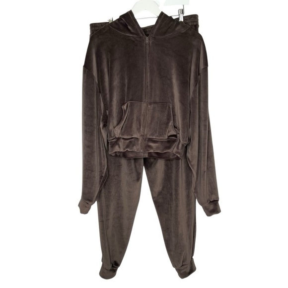 SKIMS Velour Set Amethyst Cropped Hoodie and High Waist Jogger Set 2XL - Picture 6 of 16